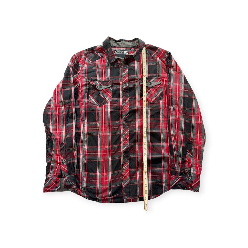 Surplus Thread Collective Button Down Shirt,Long Sleeve,Red/Blk/Gray, Men's XL